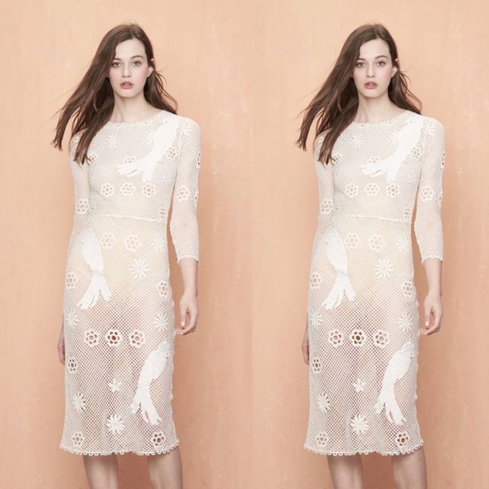NWT Maje Ivory Floral Midi Dress